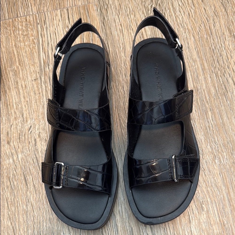 Who What Wear / Black Faux Croc Sandals - 37